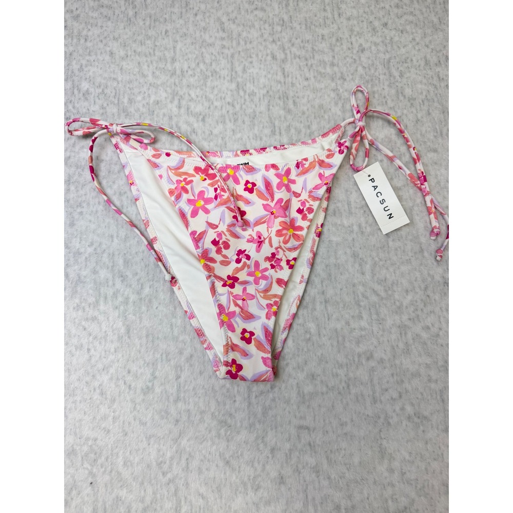 PacSun Swim Eco Pink Floral Side Tie Bikini Bottoms XL New With Tags